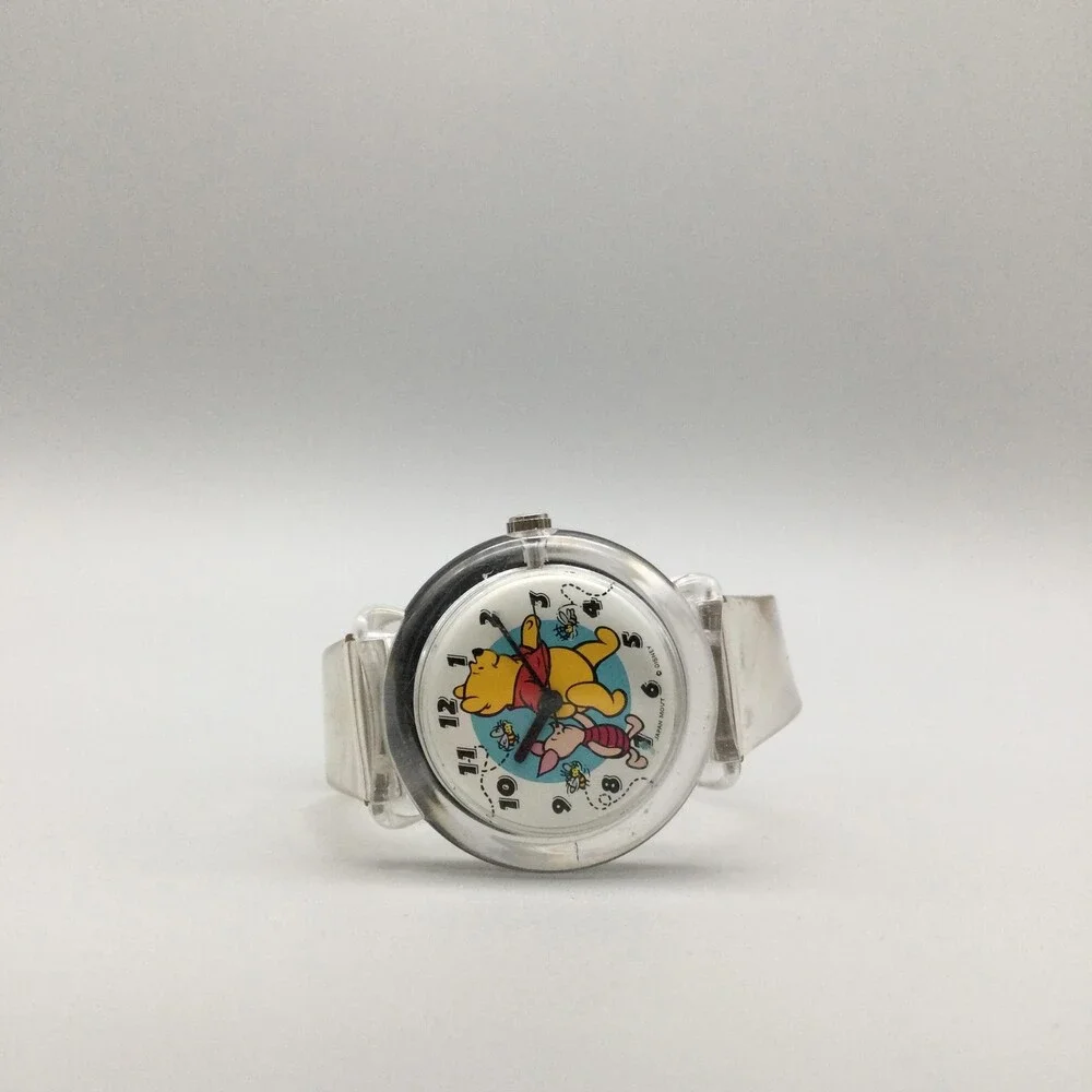 Disney Winnie The Pooh Girls Watch 30mm Clear Plastic Strap New Battery